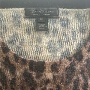 Saks Fifth Avenue Cashmere Leopard Print Sweater - Brown and Black (Small)